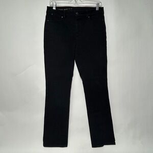 Talbots Heritage Straight Jeans Women 8P Black Stretch Denim Classic Minimalist